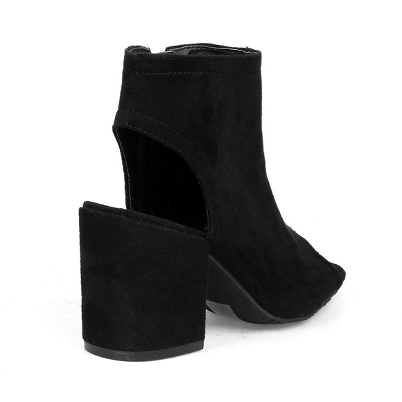 Lilard-01 Chunky Heel Women's Pee Toe Booties - Picture 2 of 3